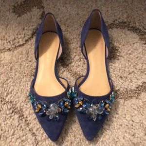 Ivanka trump suede flats -blue with beading